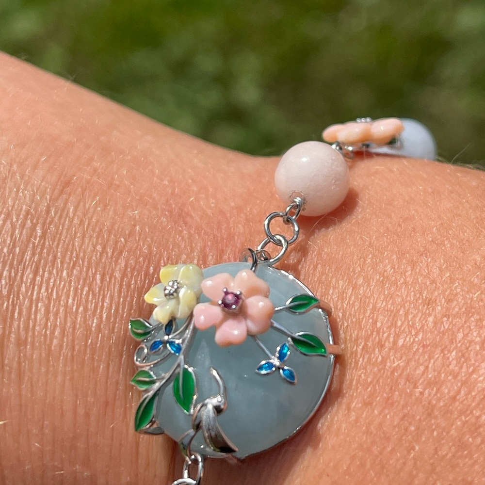 BOGO Aquamarine and Multi Gemstone Floral Bracelet